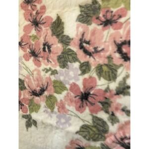 Chatham Satin Edged Blanket 68" x 92" Pastel Floral Pattern Fiberwoven VTG